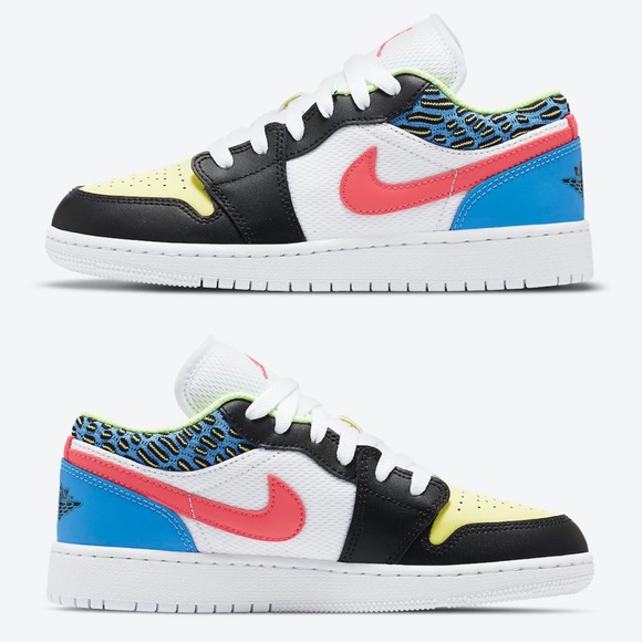 Air Jordan 1 Low GS "White Mesh / Multicolor - Picture 1 of 11